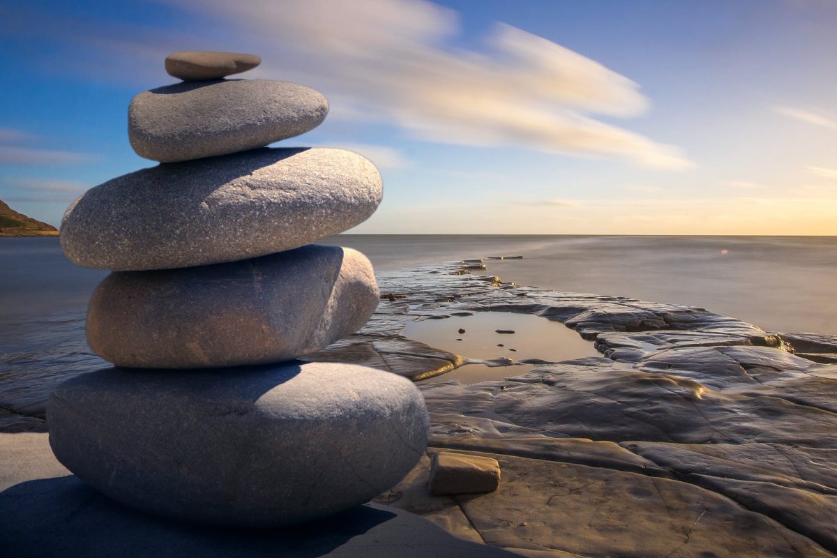 Rock pile on a beach