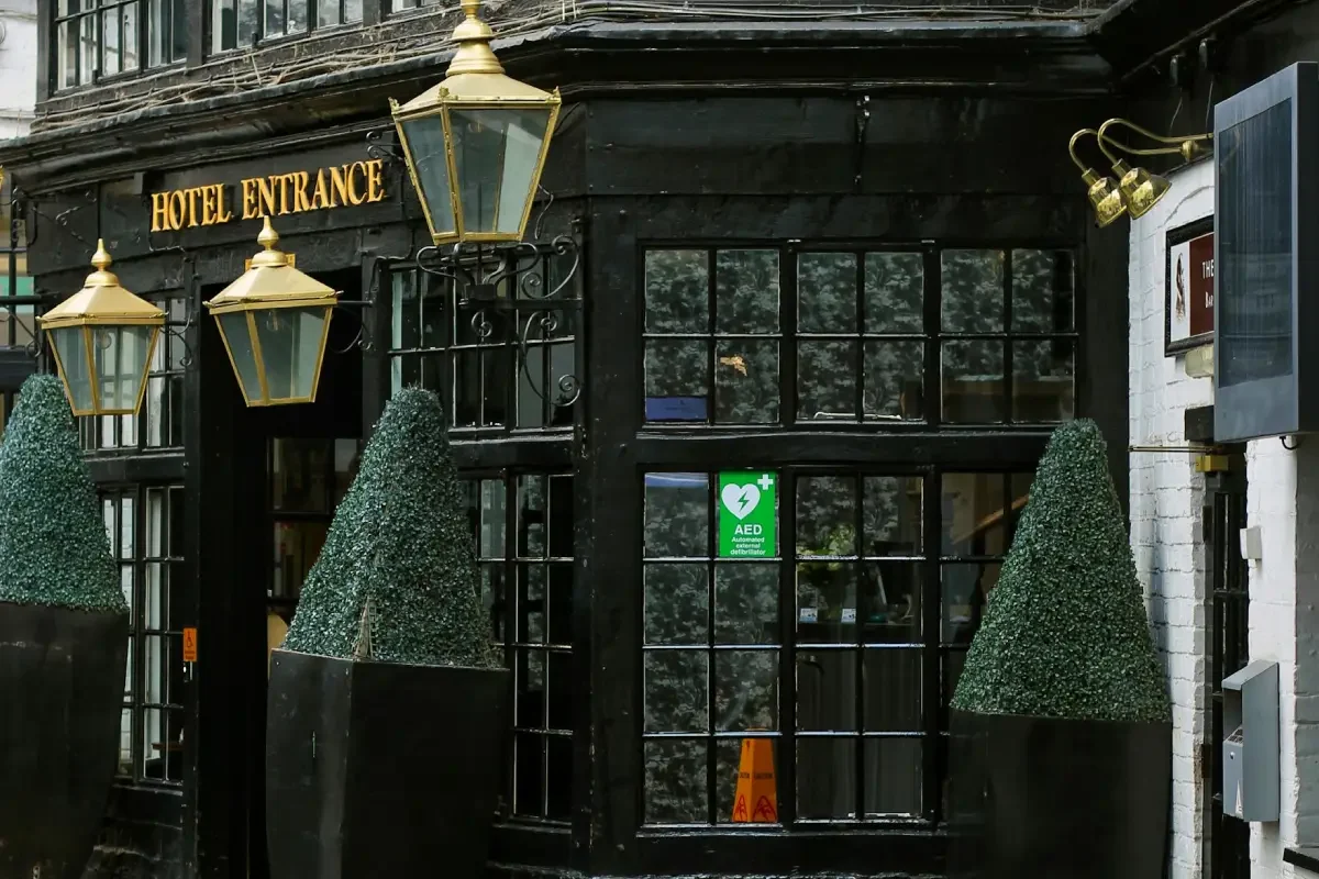 Locations - the front entrance of an iconic hotel in Reading